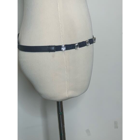 The Limited vintage blue rhinestones embellished thin elastic belt size Medium - Picture 8 of 10